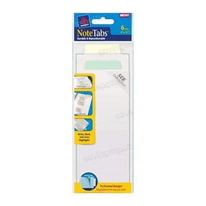 Avery 3" Long Note Tabs Perforated Notetabs Pastel Yellow Blue 6Pk - Picture 1 of 1