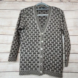 Vintage Volga Button Women's Cardigan Sweater Checkered Pattern - Picture 1 of 14