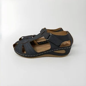 ZAPATOS CÓMODOS CON CORDONES DE CUERO SINTÉTICO AZUL 2" CUÑAS EU 39 US 8.5 USADOS 1x - Imagen 1 de 5