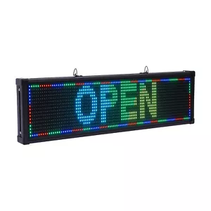 26"x8" LED Advertising Sign 7 Color Programmable Scrolling Message Display Board - Picture 1 of 12