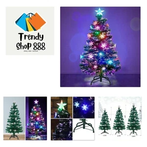 5 FT Artificial Christmas Tree, Pre-Lit Optical Fiber Xmas Trees with Multico... - Picture 1 of 8