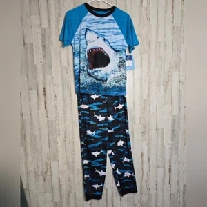 Sainteve Boys 14 16 Pajama Set NWT Sharks Beach Ocean Top & Pants - Picture 1 of 8