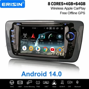 Radio Coche 8 Núcleos Android 14 DAB+ Navi 4+64GB CarPlay Wifi DSP DVD Para SEAT IBIZA - Imagen 1 de 24