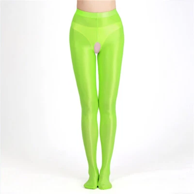 Women Oil Glitter Sheer Fitness Pantyhose Tights Breathable Pants Party Club Gym - Image 1 of 4