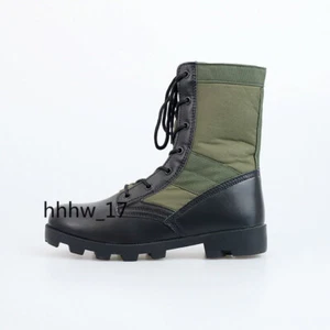 Military Jungle Leather Boots Shoes Vintage Combat US Green Cowhide Antirutsch Box - Bild 1 von 13