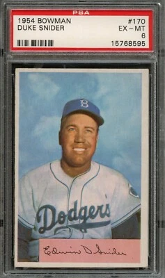 BB - 1954 Bowman - #170 - Duke Snider - PSA 6 - EX-MT - Image 1 of 2