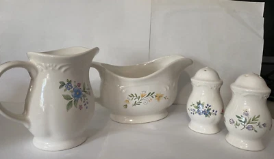 Pfaltzgraff Meadow Lane Butterfly Floral creamer, gravy boat, salt and pepper - Image 1 of 4