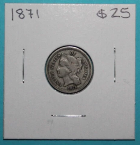 1871 Three Cent Nickel Coin    [112GCM] Cover