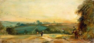 Dream-art Oil painting field landscape Autumnal-Sunset-John-Constable canvas 48" - Picture 1 of 1