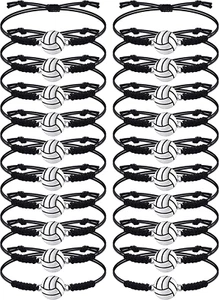 20-Piece Adjustable Volleyball Charm Bracelets - Cord Braided Rope with Charms - Picture 1 of 7