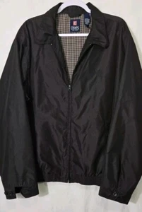 Chaps Jacket Mens X Large Black Full Zip Windbreaker Lined Full Zip Lined Collar - Picture 1 of 9