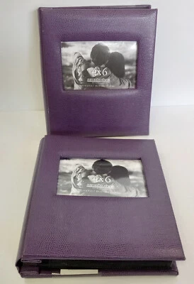 Фотоальбом держит 200 6 x 4 дюйма фотографии Aaron Brothers цвет фиолетовый лот из 2  - Изображение 1 из 4