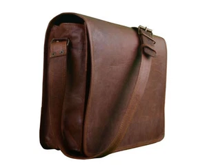Mens Genuine Vintage Leather Messenger Man Business Laptop Briefcase Satchel Bag - Picture 1 of 5