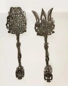 VTG Set Ornate Italian Cutlery-3 Pronged Fork & Serving Spoon-Montagnani Italy - Bild 1 von 10