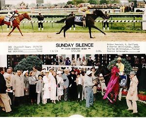 1989 - SUNDAY SILENCE - Kentucky Derby Finish Line & Winners Circle - 10" x 8"