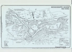 Mappa in plastica impermeabile vintage Lakemaps - Ala rossa fiume Mississippi - Foto 1 di 1