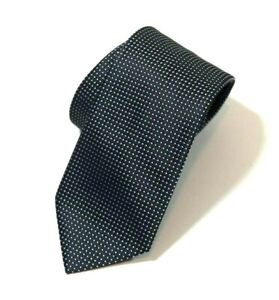 $240 New BRIONI Black Silver polka dot woven silk Neck tie Italy
