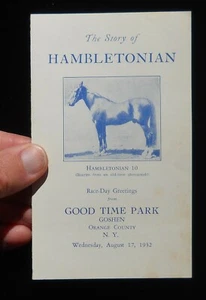 1932 Race Horse Trotter Story of Hambletonian Race-Day Good Time Park Goshen NY - Picture 1 of 2