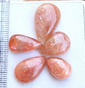 35.90 Cts 100% Natural Red Sunstone Pear Cabochon 13*20 mm Loose Gemstone 5 Pcs - Picture 1 of 4