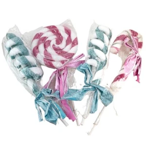 Jumbo Candy Christmas Tree Decor Ornaments 4 Pink Turquoise Lollipop Twist Picks - Picture 1 of 6