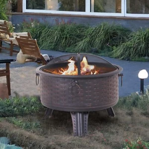 Fire Pit,Outdoor Firepits for Patio, Portable Wood Burning Pits Black - Picture 1 of 9