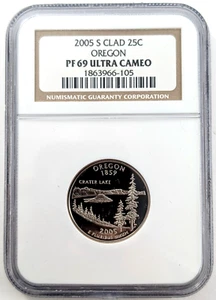 2005 S Clad Proof Oregon Statehood Quarter Graded PF69 Ultra Cameo by NGC - Picture 1 of 2