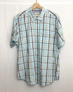 Tommy Bahama Mens Button Up Shirt XL Cotton Blue White Plaid Short Sleeve Pocket - Picture 1 of 10