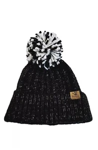 Bearpaw Tejido Mujer Gorro Negro Pom Pom Sombrero Talla Única Gorra Usado en Excelente Condición - Imagen 1 de 5