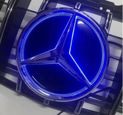 W213 Glowing Car Led Logo Light Emblem Grille Badge Black For Benz New E Class - Image 1 of 4
