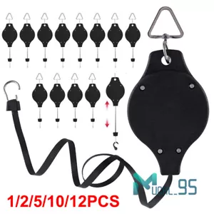 1~12Pcs Retractable Plant Pulley Adjustable Hanging Flower Basket Hooks Pots - Picture 1 of 25