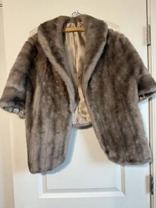 Vintage 1960’s Faux Fur Shawl Cape Light Brown - Picture 1 of 6