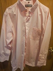SIZE 18 34/35 STACY ADAMS Men's Pink Long Sleeve Dress Shirt INVPV2214 - Picture 1 of 2