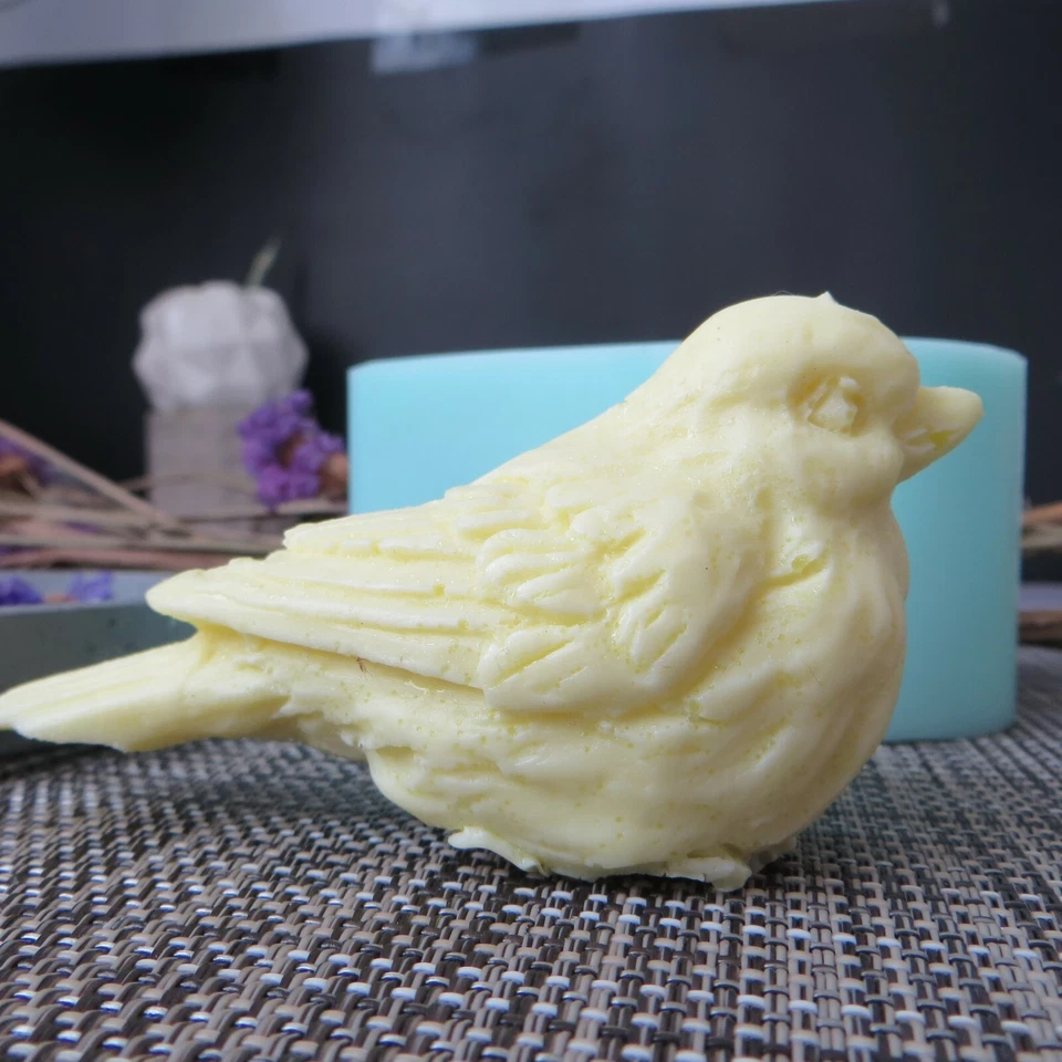 Molde de sabonete feito à mão S9353 3D pássaro pardal aroma realista pedra vela - Imagem 1 de 4