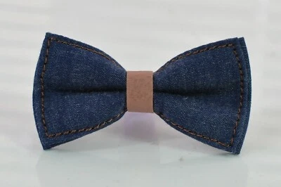 Pantalones de mezclilla azul marino pajarita de cuero sintético caramelo para hombre/jóvenes/niños/bebé Foto 1 de 4