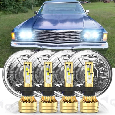 8PCS 5.75inch LED Headlights HI/LO Beam for Dodge Royal Monaco Charger 1972-1977 - Image 1 of 4