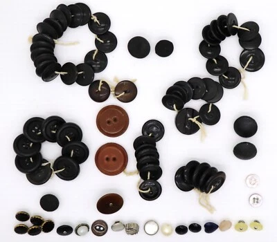 Lot Vintage & Antique Sewing Buttons Mostly Black - Canotex, Handy, Mira - 85 pc - Image 1 of 4