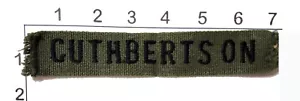 CUTHBERTSON Patch 7" Embroidered Canvas Vintage Military Name ID Uniform Green - Picture 1 of 1