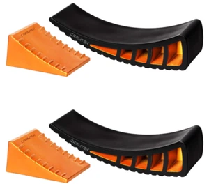 Camper Leveler Kit 2-Pack | Curved RV Levelers & Chocks for Dual Axle Trailers - Picture 1 of 6