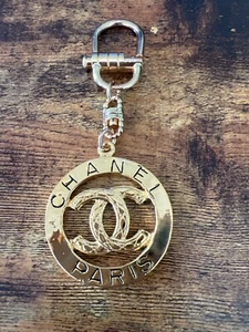 VINTAGE CHANEL Charm Gold Color Key Ring - PRE-OWNED - Picture 1 of 12