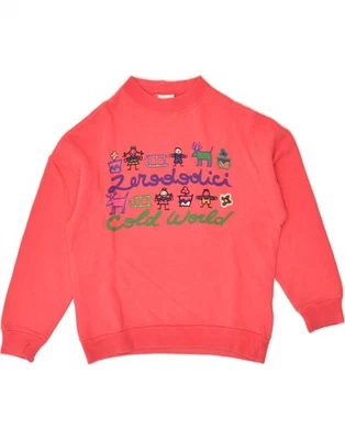BENETTON Girls Graphic Sweatshirt Jumper 11-12 Years Medium Pink Cotton UR01 — 第 1/4 张图片