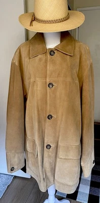 Vtg AM Studio Suede Tan Barn Chord Coat Jacket  L (29” Length) - Image 1 of 4