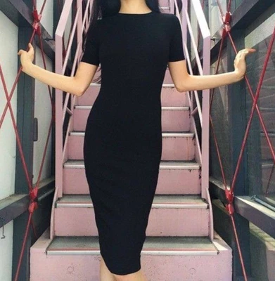 Vestido Lápiz American Apparel Negro Ponte Largo Medio Talla Pequeña Foto 1 de 4