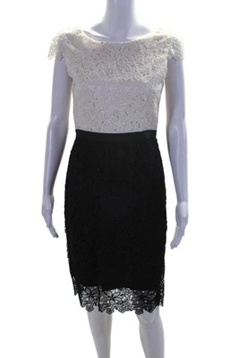 Vestido midi Barneys New York para mujer sin mangas de encaje bloque de color beige talla 40 Foto 1 de 4