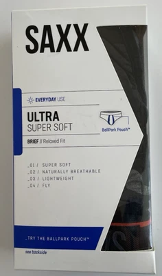 NOB Saxx Ultra Super Soft Brief Size Small Relaxed Ballpark Pouch Fly Black Camo - Image 1 of 4