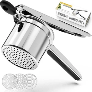 Potato Ricer, Ricer for Mashed Potatoes, 3 Interchangeable Discs Potato Mashe... - Picture 1 of 6