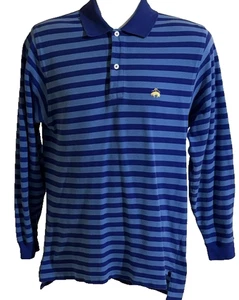 Brooks Brothers Long Sleeve Polo Shirt Mens Small Blue Striped Golden Fleece - Picture 1 of 13