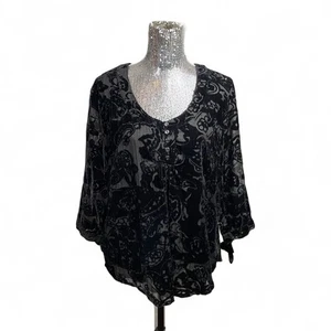 Blusa Whimsigoth Burnout Terciopelo Manga Transparente Bruja Grande Noche Vacaciones - Imagen 1 de 7