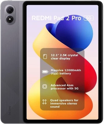 Xiaomi Redmi Pad 2 Pro WiFi + 5G (Cellular) Tablet 12.1" Grey + Pen - UK Version - Image 1 of 4
