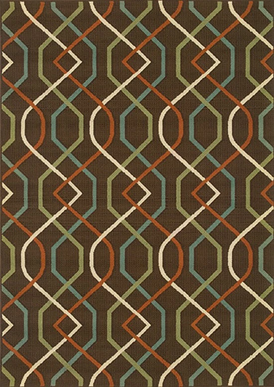 Tapete de área 5x8 Sphinx Lines Zig Zag marrom moderno 896N6 - Aproximadamente 5' 3" x 7' 6" - Imagem 1 de 1