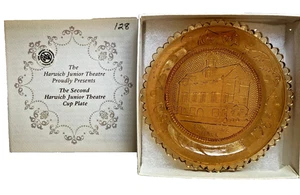 Harwich MA Junior Theatre Exchange Hall Cape Cod Amber Pairpoint Glass Cup Plate - Picture 1 of 9